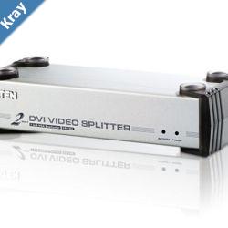 Aten Video Splitter 2 Port DVI Video Splitter w Audio 1920x120060Hz Cascadable to 3 Levels Up to 8 Outputs