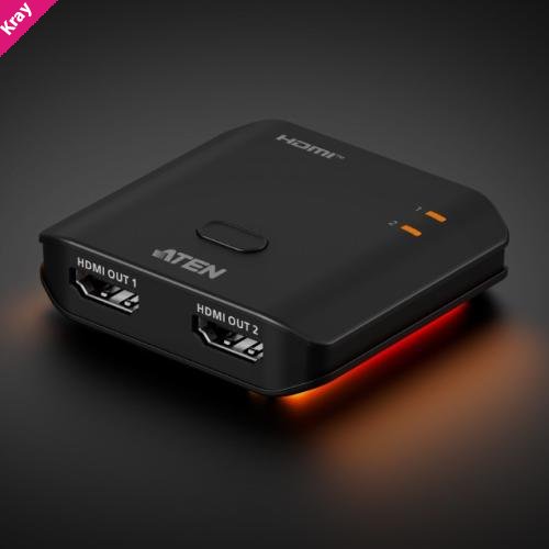 Aten Essential 2-Port True 4K HDMI Splitter, EDID Sync™, One HDMI source shares two True 4K displays, LPCM 7.1, Dolby® & DTS-HD Master Audio™