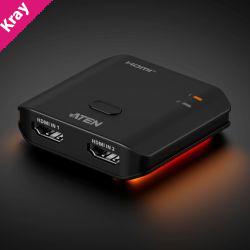 Aten 2-Port 8K HDMI Switch, HDMI switch for modern gaming, 8K @ 60Hz / 4K @ 120Hz, LPCM 7.1, Dolby® & DTS-HD Master Audio™, Supports VRR & ALLM