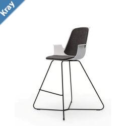 LDR VISIT High Chair For Vendor and Hot Desks Steel legs Modled ABS seat backrest and armrests with plush fabric converingBlack