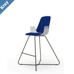 LDR VISIT High Chair For Vendor and Hot Desks Steel legs Modled ABS seat backrest and armrests with plush fabric converingBlue