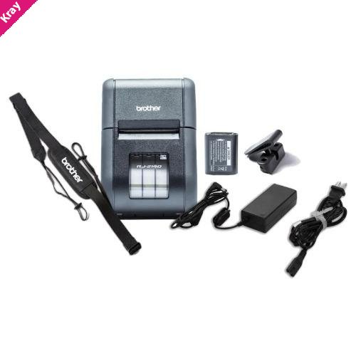Brother RJ-2140 2' MOBILE LABEL PRINTER, USB & WiFi INCLUDING LI-ION BATTERY & BELT CLIP, Shoulder Strap, AC Adaptor + Receipt Roll