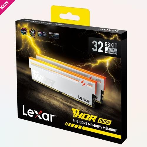 Lexar LD5U16G60C38SV-RGD DDR5 UDIMM 32 GB Kit (2  x 16GB) 6000 MT/s 1.35V CL38 THOR RGB G2 GLOBAL DUAL INTEL XMP 3.0 & AMD EXPO