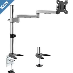 Astrotek Monitor Arm Desk Mount Height Adjustable Stand for Single LCD Display 23.8 24 27 8kg 30 Tilt 180 Swivel 360 Pivot VESA 75x75 100x10