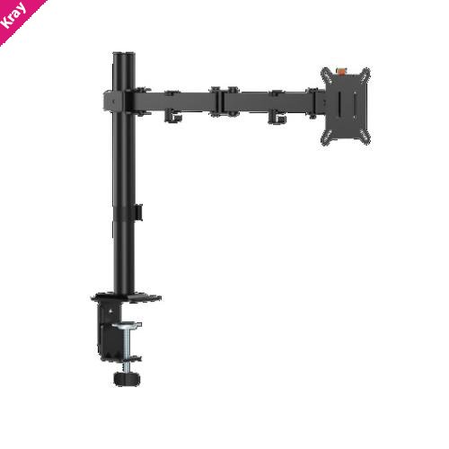 Brateck Flow Basic Articulating Monitor Arm Black, 17–32', VESA 75x75/100x100, Clamp/Grommet Mount, ±90° Swivel, Height Adjustable, Quick-Release VESA