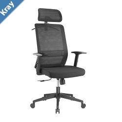 Brateck Ergonomic Mesh Office Chair with Headrest 76x71.5x112.5119.5cm Up to 150kg  Mesh FabricBlack LS