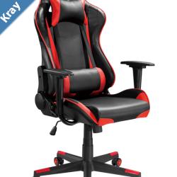 Brateck PU Leather Gaming Chairs with Headrest and Lumbar Support 70x70x127137cm Up to 150kg  PU LeatherPVC LeatherBlack Red LS