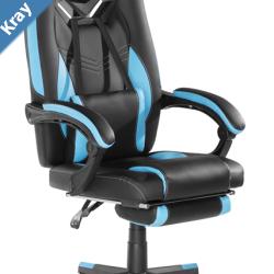 Brateck Premium PU Gaming Chair with Lumbar Support and Retractable Footrest 63x71x119129cm up to 150kgPU LeatherPVC LeatherBlackBlue LS