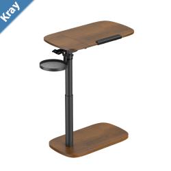 Brateck StorageSavvy Height Adjustable Mobile Side Table GasLift SitStand Desk tabletop 723400mm weight capacity 10kg Walnut