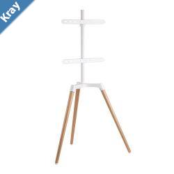 Brateck Pastel Easel Studio TV Floor Tripod Stand For Most 5065 Up to 35kg Flat Panel TVs   Matte White  BeechLS