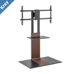 Brateck HeavyDuty Modern TV Floor Stand With Equipment Shelf For most 4590 TVs Walnut colour LS