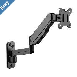 Brateck Single Screen Wall Mounted Articulating  Gas Spring Monitor Arm 1732Weight Capacity per screen 8kg