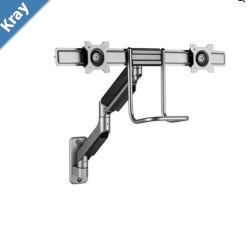 Brateck Fabulous Wall Mounted  Gas Spring Dual Monitor Arm 1732Weight Capacity per screen9kgBlack