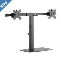 Brateck Dual Free Standing Screen Pneumatic Vertical Lift Monitor Stand Fit Most 1727 Monitors Up to 6kg per screen VESA 75x75100x100