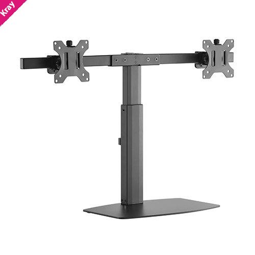 Brateck Dual Free Standing Screen Pneumatic Vertical Lift Monitor Stand Fit Most 17‘-27’ Monitors Up to 6kg per screen VESA 75x75/100x100