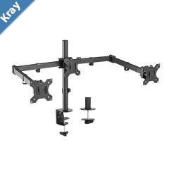 Brateck Triple Screens Economical Double Joint Articulating Steel Monitor Arms Extended Arms  Free Rotated Double JointFit Most 1327 Up to 7kg.