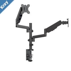Brateck Dual Monitor Full Extension Gas Spring Dual Monitor Arm independent Arms Fit Most 1732 Monitors Up to 8kg per screen VESA 75x75100x100