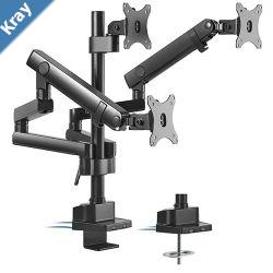 Brateck Triple Monitor Aluminum Slim Pole Held Mechanical Spring Monitor Arm Fit Most 1727 Monitors Up to 7kg per screen VESA 75x75100x100