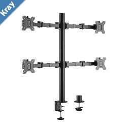 Brateck Quad Monitors Affordable Steel Articulating Monitor Arm Fit Most 1732 Monitors Up to 9kg per screen VESA 75x75100x100