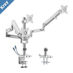 Brateck Triple Monitors PoleMounted Epic Gas Spring Aluminum Monitor Arm with USB Fit Most 1727  Up to 7 kg  Gloss GreyLS