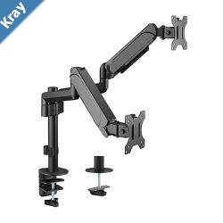 Brateck Dual Monitors PoleMounted Gas Spring Monitor Arm Fit Most 1732 Monitors Up to 9kg per screen VESA 75x75100x100