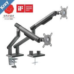 Brateck Dual Monitor Premium Slim Aluminum SpringAssisted Monitor Arm Fix Most 1732 Monitor Up to 9kg per screen VESA 75x75100x100 Space Grey