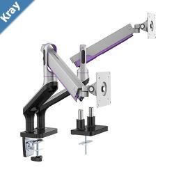 Brateck Dual Monitor Premium Aluminium SpringAssisted Monitor Arm Fit Most 1732  Flat Panel and Curved Monitors Up to 9kg per screen SliverLS