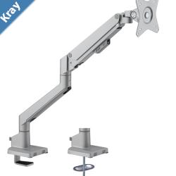 Brateck Single Monitor Thin Gas Spring Monitor Arm Fit Most 1732 Monitors Up to 9kg per screen VESA 75x75100x100 Matte Silver LS