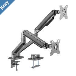 Brateck Dual Monitor Economical SpringAssisted Monitor Arm Fit Most 1732 Monitors Up to 9kg per screen VESA 75x75100x100 Space Grey