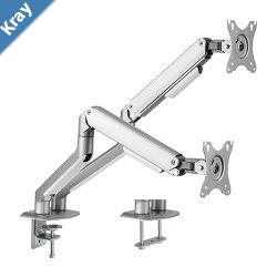 Brateck Dual Monitor Economical SpringAssisted Monitor Arm Fit Most 1732 Monitors Up to 9kg per screen VESA 75x75100x100 Matte Grey