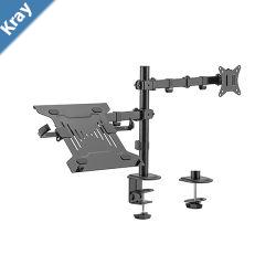 Brateck Steel Monitor Arm With Laptop Tray Fit Most 1732 Monitor Up to 9KG Laptops up to 4kg 1015.6 VESA 75x75100x100Black