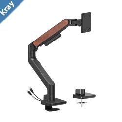 Brateck LDT81NC012UC Fusion HeavyDuty Gas Spring Monitor Arm with USBAUSBC Ports For most 1749 Monitors Fine Texture BlackNew