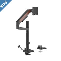 Brateck LDT81NC012UCP Fusion HeavyDuty PoleMounted Gas Spring Monitor Arm with USBAUSBC Ports For most 1749 Monitors Fine Texture BlackNew