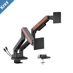 Brateck LDT81NC024UC Fusion HeavyDuty Gas Spring Dual Monitor Arm with USBAUSBC Ports For most 1735 Monitors Fine Texture BlackNew Brateck LDT81NC024UC Fusion HeavyDuty Gas Spring Dual Monitor Arm with USBAUSBC Ports For most 1735 Monitors Fine Texture BlackNew