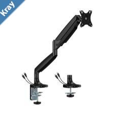 BrateckLDT82C012UC SINGLE SCREEN HEAVYDUTY GAS SPRING MONITOR ARM WITH USB PORTS For most 1745 Monitors Matte BlackNew