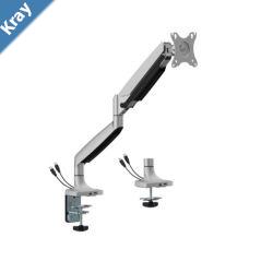 BrateckLDT82C012UCE SINGLE SCREEN HEAVYDUTY MECHANICAL SPRING MONITOR ARM WITH USB PORTS For most 1745 Monitors Matte SilverNew