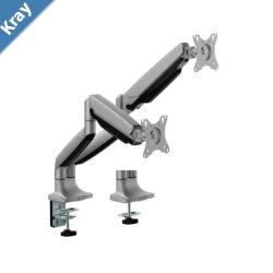 Brateck LDT82C024 DUAL SCREEN HEAVYDUTY GAS SPRING MONITOR ARM For most 1735 Monitors Matte SilverNew
