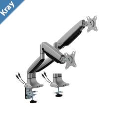 BrateckLDT82C024UCE SINGLE SCREEN HEAVYDUTY MECHANICAL SPRING MONITOR ARM WITH USB PORTS For most 1745 Monitors Matte SilverNew