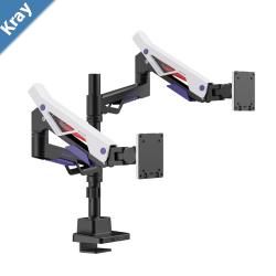 Brateck LDT95C024UCP Atlas Neo Gaming PoleMounted Dual Monitor Arm with USBA  USBC Ports For most 2457 Monitors Matte Black  White New