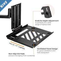 Brateck Adjustable Laptop Tray For Monitor Arms Fits1217  with standard 75x75 VESA plate
