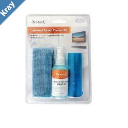 Brateck 3In1 Screen Cleaner Kit 1 x 60ml Screen Cleaner  1 x 200x200mm Pearl Cloth  1 x Soft Brush