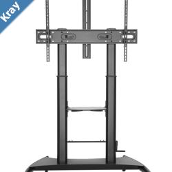 Brateck Large Screen Telescopic HeightAdjustable Steel TV Cart with Crank Handle Fit 60100 Up to 100kg Matte Black LS