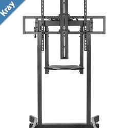 Brateck Deluxe Motorized Large TV Cart with Tilt Equipment Shelf and Camera Mount Fit 55100 Up to 120kg Matte Black LS