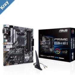 ASUS AMD B550M PRIME B550MA WIFI II Ryzen AM4 MicroATX Motherboard Dual M.2 PCIe 4.0 WiFi 6 1 Gb Ethernet HDMI DVID DSub SATA 6G