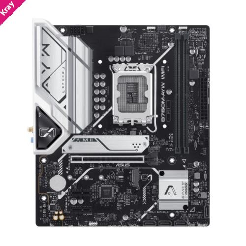 ASUS B760M-AYW WIFI Intel LGA1700 mATX Motherboard, DDR5 96GB 8000(OC), PCIe 4.0, 2xM.2, 2.5GbE, WiFi 6, HDMI 4K60