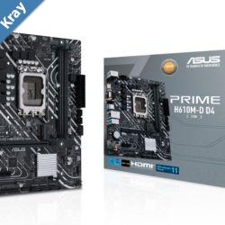 ASUS H610M PRIME H610MD D4CSM Intel LGA 1700 mATX Motherboar 2xDDR464GB  PCIe 4.0 M.2 1Gb Ethernet HDMI DSUB USB3.2 Gen1 SATA 6Gbps