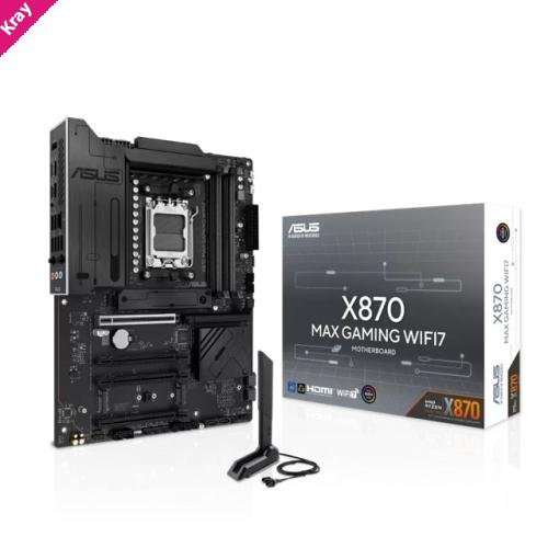 ASUS X870 MAX GAMING WIFI7, AM5,X870,4DDR5 256GB,PCIe5.0,M.2x3,WiFi7,BT5.4,2.5GbE,USB4x2,HDMI,ATX,3yr wty