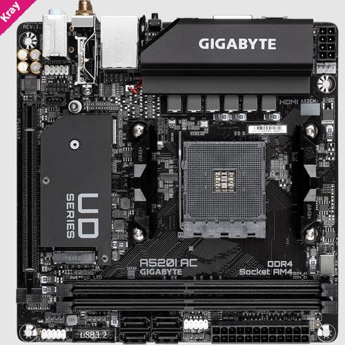 Gigabyte A520I AC AMD A520 Mini-ITX Ultra Durable Motherboard with Direct 6 Phases Digital VRM, Onboard Intel 802.11ac WIFI, PCIe 3.0 x4 M.2