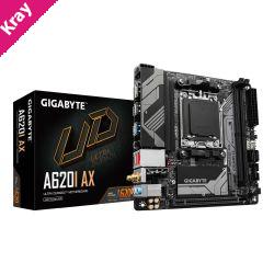 Gigabyte M/B A620I AX 1.0, AMD AM5, 2 x DDR5 up to 128 GB,  1 x HDMI, 1 x PCI Express x16, 1 x M.2, 2 x SATA, 4x USB 3.2