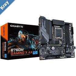 Gigabyte B760M Gaming X AX Intel LGA 1700 mATX Motherboard 4x DDR5 128GB 1x PCIE x16 1x PCIE x1 2x M.2 4x SATA 3x USB 3.2 5x USB 2.0 1 HD